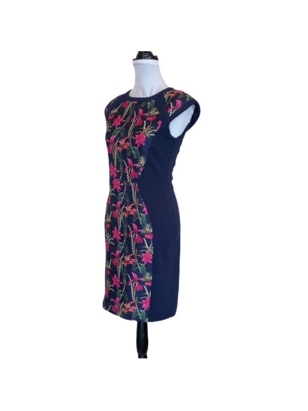 Pink Martini the tropical dress shortsleeved floral print navy dress size small - Picture 5 of 16